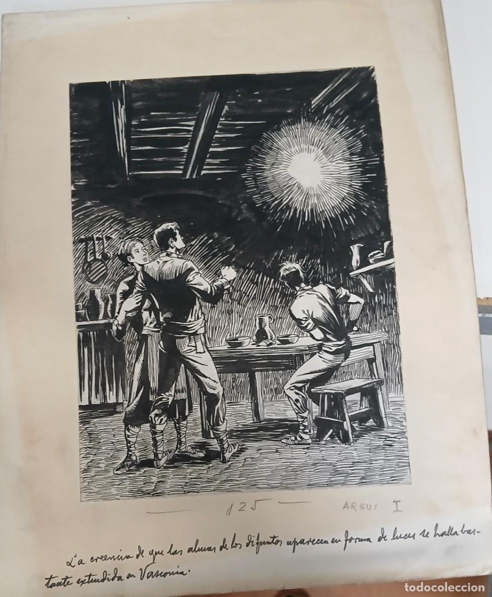 Arte: GRABADO ORIGINAL DICCIONARIO ILUSTRADO DE MITOLOGIA VASCA DE BARANDIARAN Y AYERBE JOSE MIGUEL