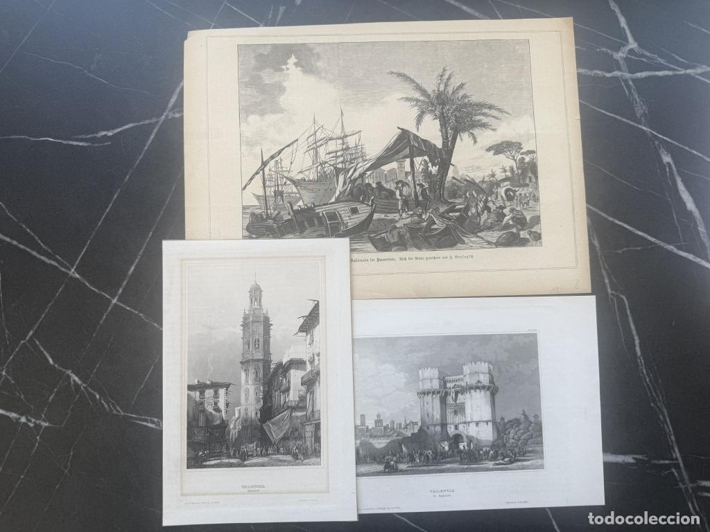 Arte: Puerto, puerta y torre de Valencia (Espa&ntilde;a), hacia 1838 y 1887. Varios autores