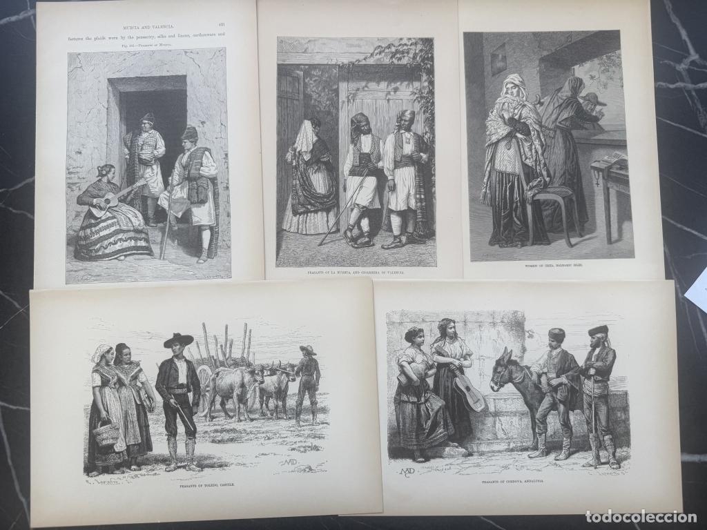Arte: Habitantes y trajes t&iacute;picos de Espa&ntilde;a, hacia 1850 y 1880. Varios autores