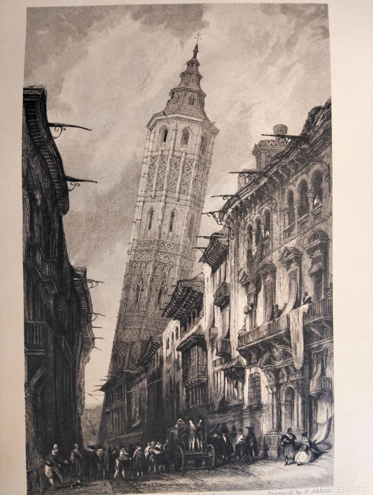 Arte: Leaning tower of Saragossa Zaragoza dibujo grabado blanco negro l&aacute;mina David Robert H Adlard