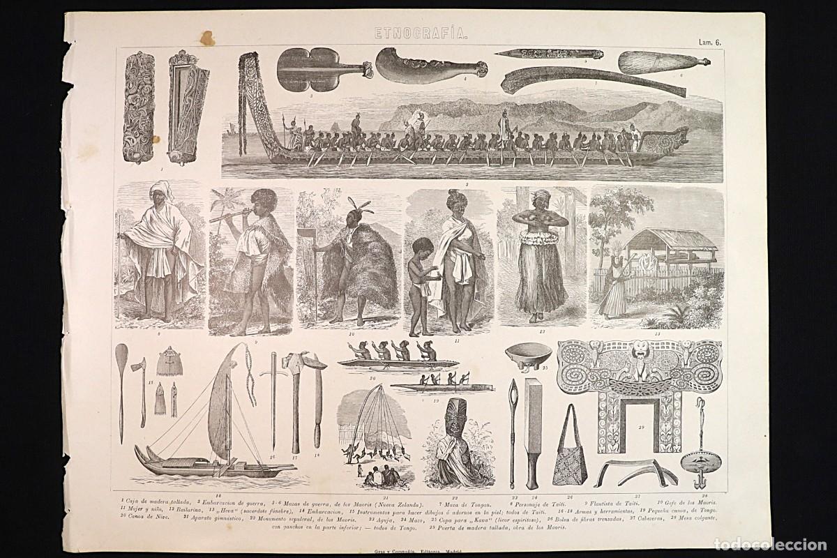Arte: Grabado Etnograf&iacute;a 6. Taiti, Maoris, Tongo. Kava. Ethnography Engraving 6. Tahiti.