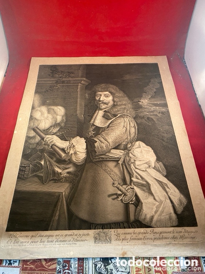 Arte: Grabado retrato Henri de Lorraine, Comte d&rsquo;Hacourt, Horsemaster de Francia 1667, Antoine Masson