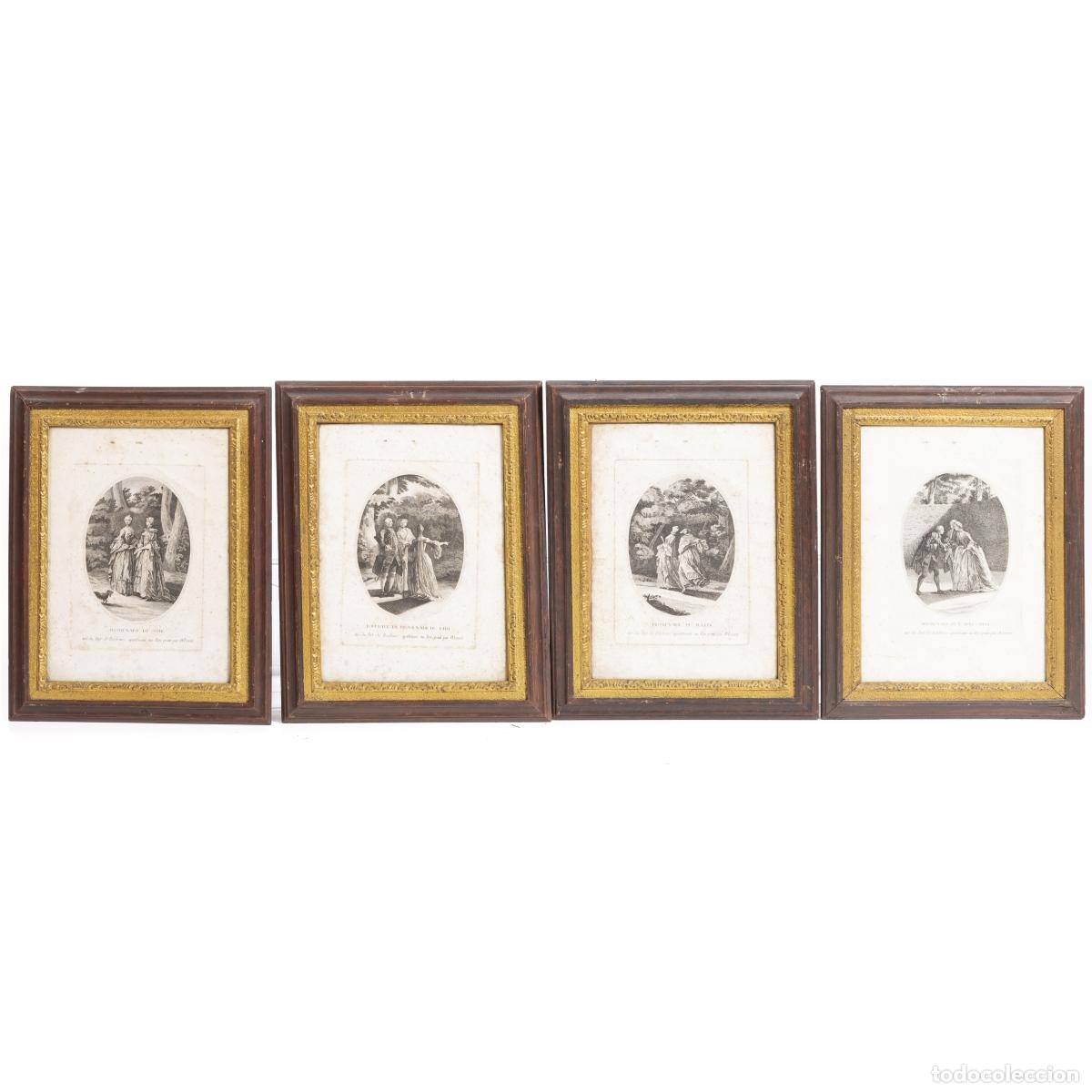 Art: Conjunto de cuatro grabados franceses
