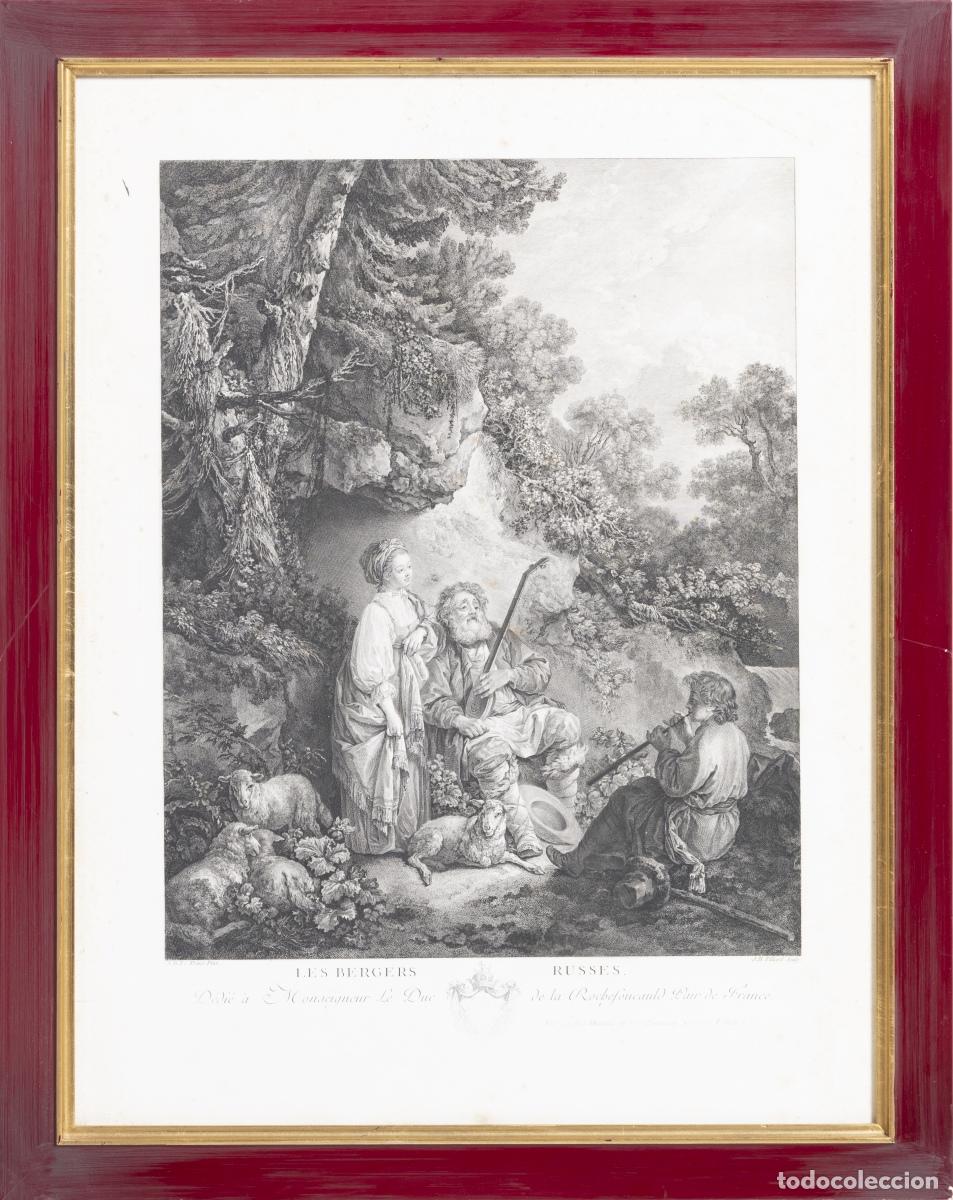 Arte: Grabado - 'Les bergers russes' - Jean-Baptiste Leprince 1770