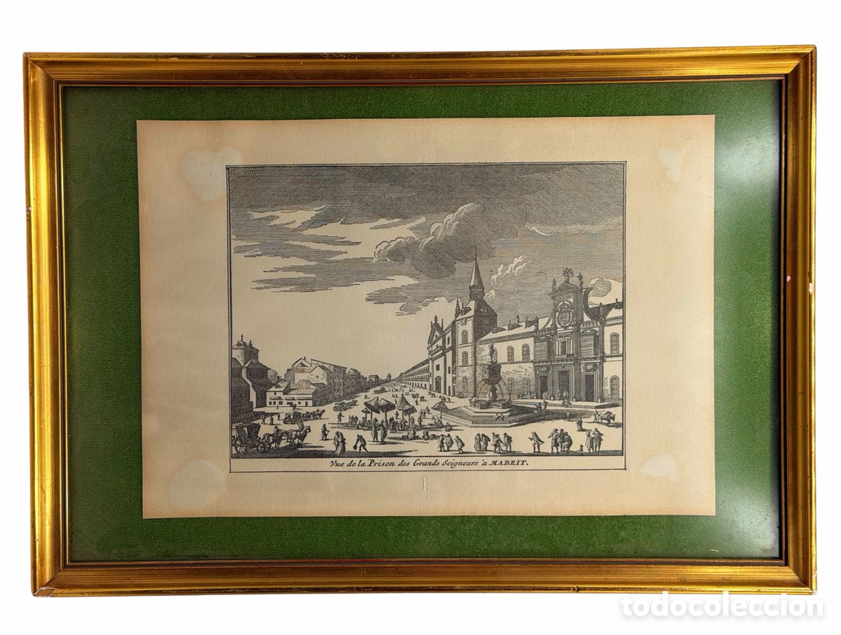 Arte: Antiguo Grabado Paisaje Enmarcado