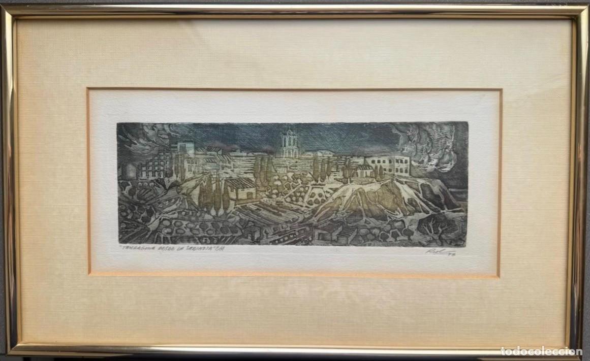 Arte: GRABADO MARIANO RUBIO MARTINEZ - TARRAGONA DESDE LA SABINOSA