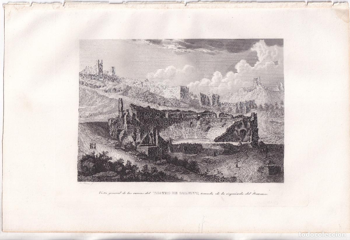 Arte: GRABADO. VISTA GENERAL DE LAS RUINAS DEL TEATRO DE SAGUNTO. 24,5 X 16,5 CM. 1852
