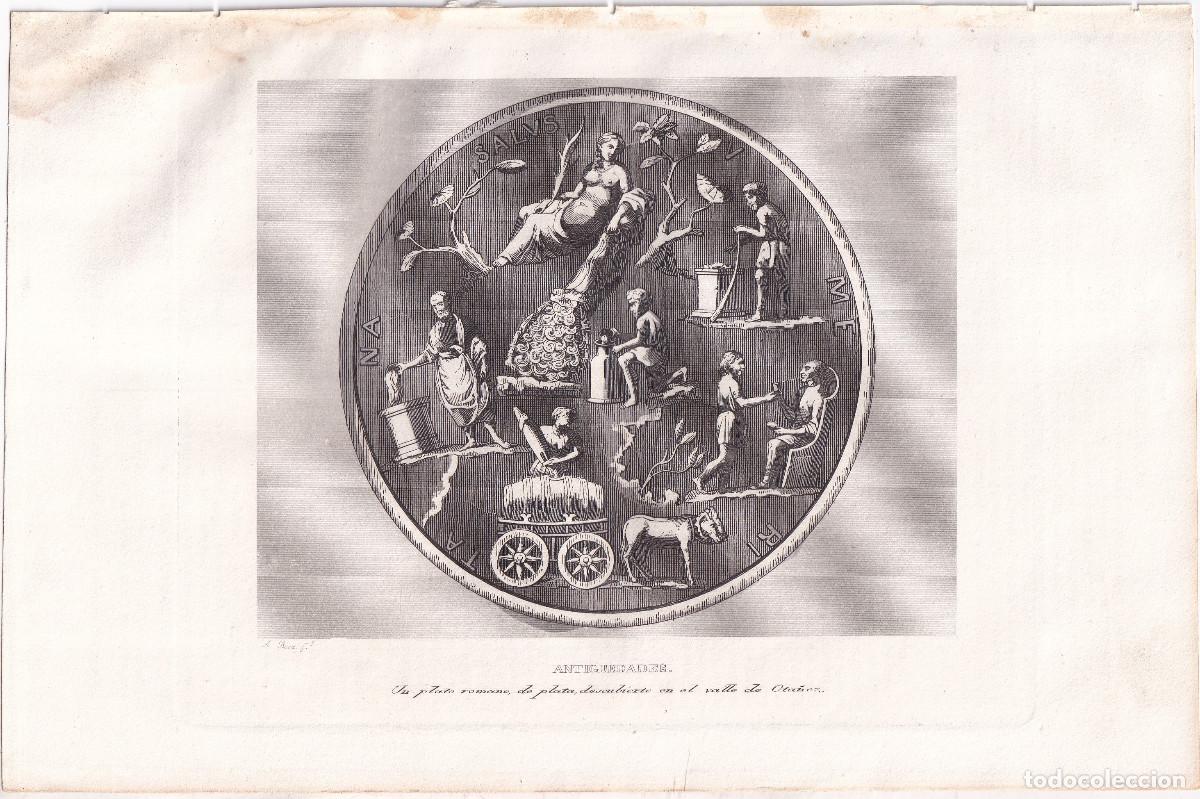 Arte: GRABADO. P&Aacute;TERA ROMANA DE OTA&Ntilde;ES. CASTRO URDIALES. CANTABRIA. 24,5 X 16,5 CM. 1852