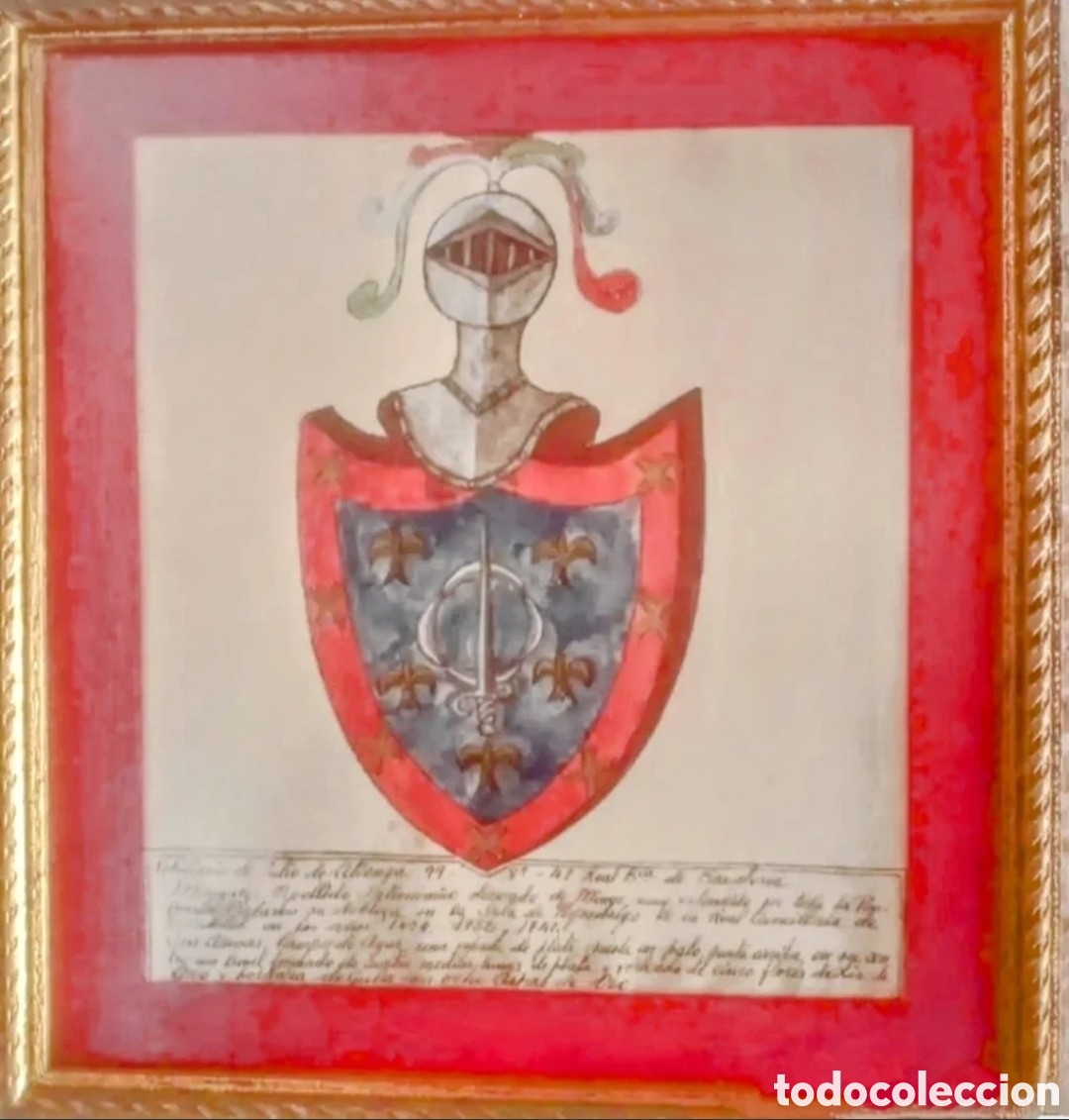 Arte: Escudo her&aacute;ldico pintado a mano, a&ntilde;os 50/60.