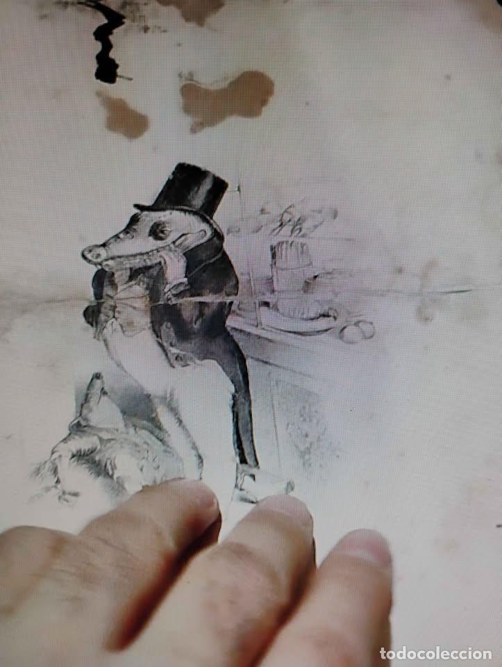 Arte: El Cocodrilo, Grabado Antiguo, restaurado - Foto 5