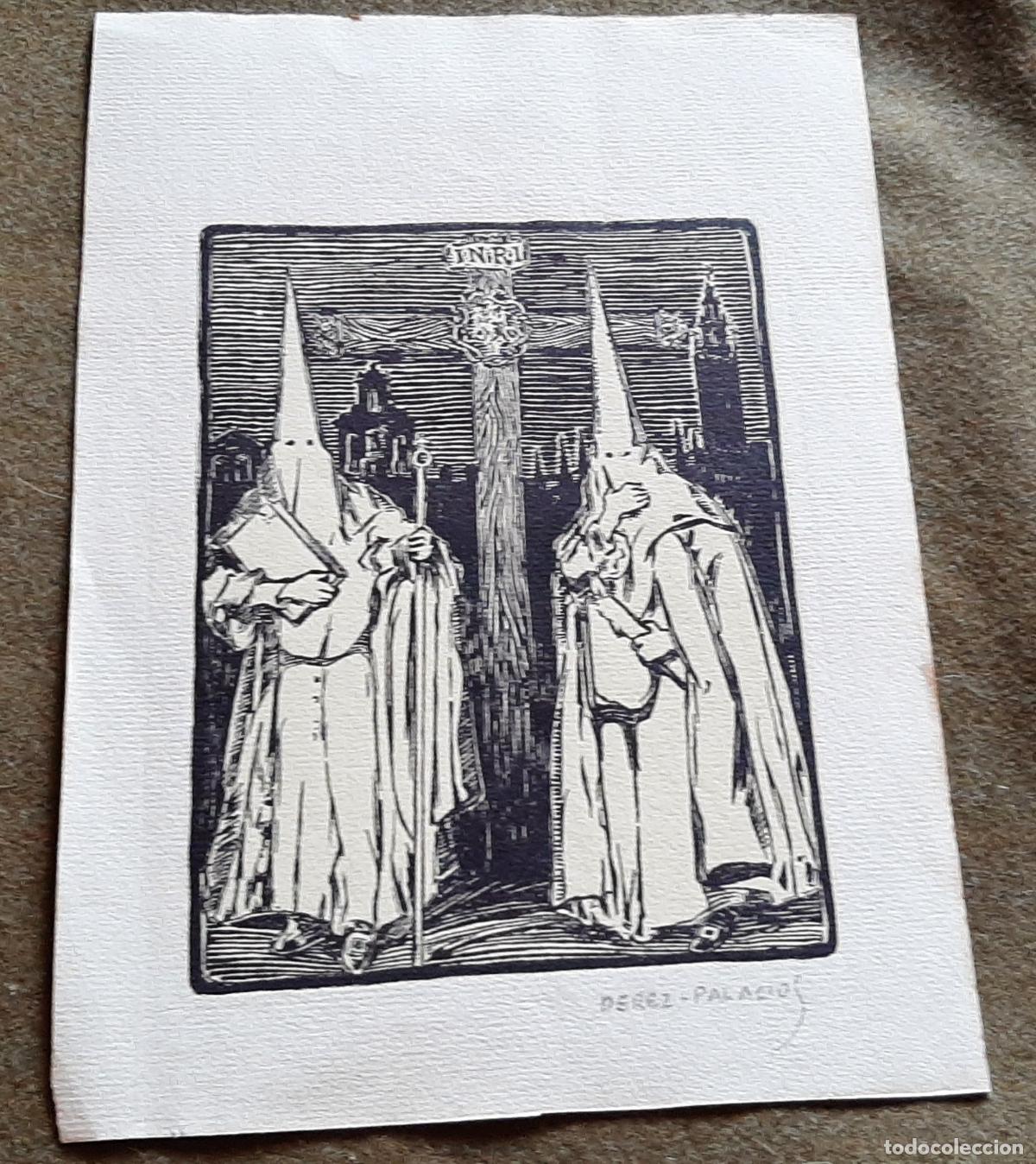 Arte: SEMANA SANTA SEVILLA - GRABADO NAZARENOS DE CAPA - FIRMADO PEREZ PALCIOS
