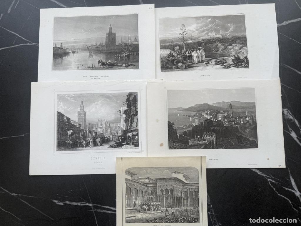 Arte: Vista de Sevilla, M&aacute;laga y Granada, ( Andaluc&iacute;a, Espa&ntilde;a), hacia 1850. Varios autores