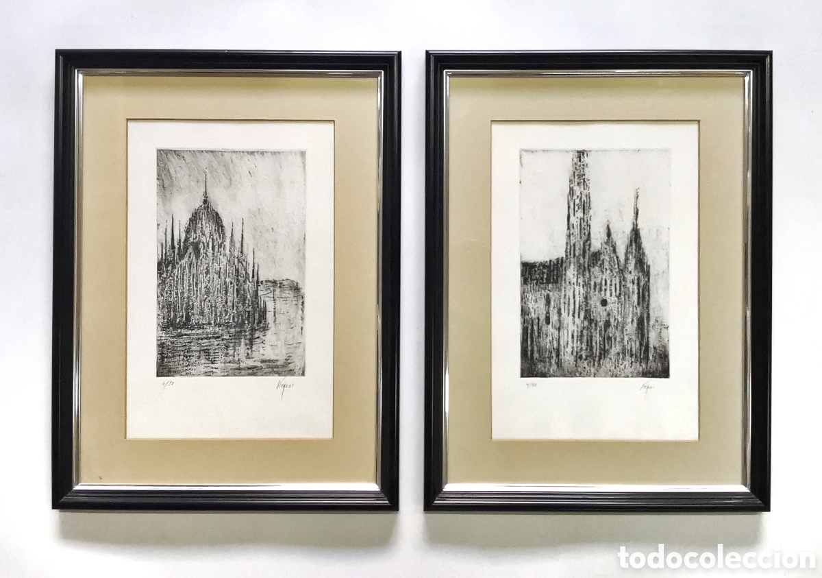 Kunst: EXCEPCIONAL PAREJA DE GRABADOS, CATEDRAL DE BUDAPEST Y PARLAMENTO, VIVALDI. 1986