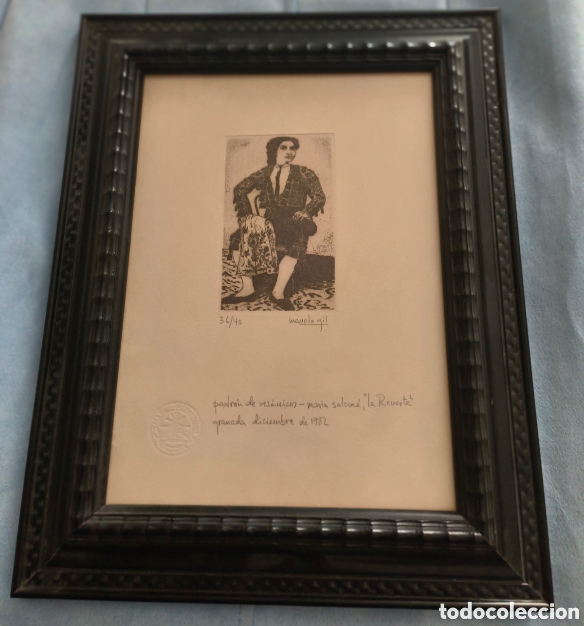Arte: Grabado Original Manolo Gil - &rdquo;La Revert&eacute;&rdquo; (1982) - Edici&oacute;n Limitada 36/40 con Sello en Seco.