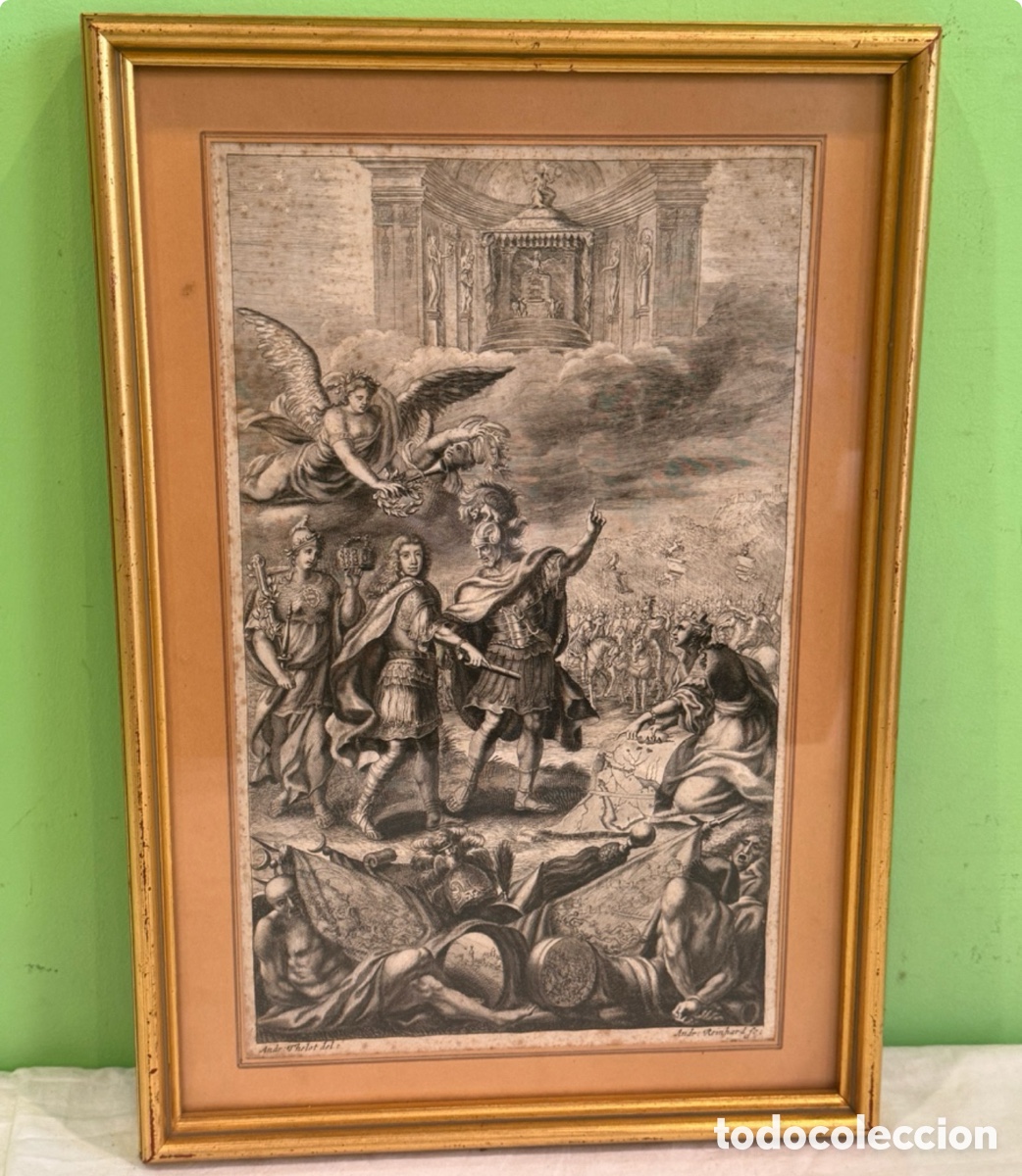 Arte: grabado barroco original siglo XVII-XVIII enmarcado &ndash; Andr&eacute; Thelot / Andr&eacute; Reinhard