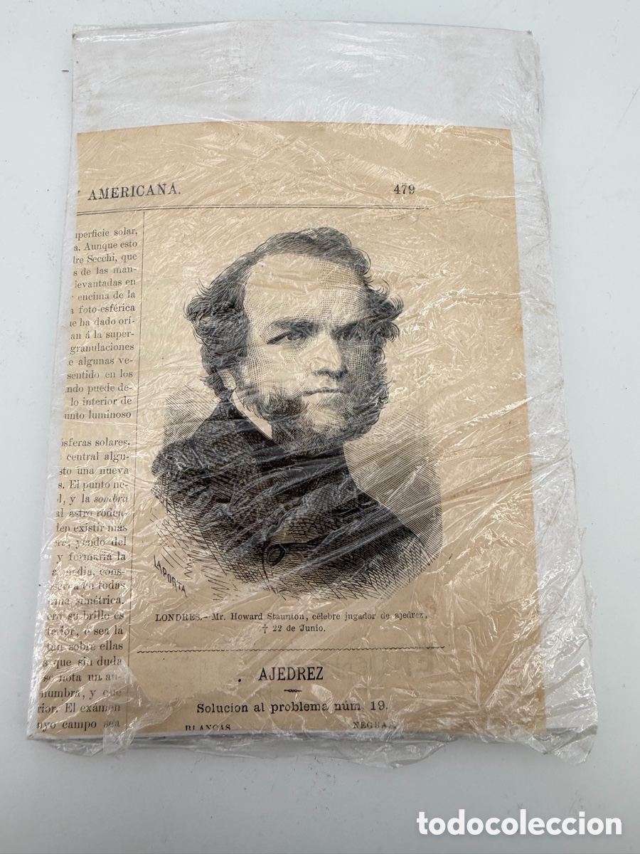 Arte: Antiguo Grabado de Howard Staunton