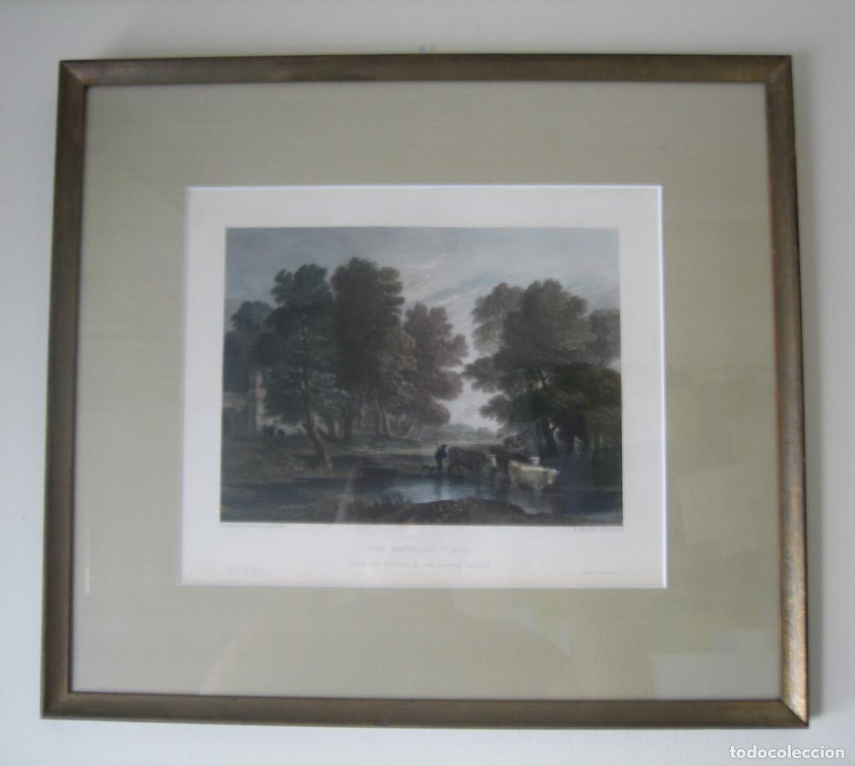 Arte: THE WATERING PLACE (EL RIEGO). PINTOR T. GAINSBOROUGH. GRABADO POR W. MILLER. ILUMINADO. A&Ntilde;O 1853.