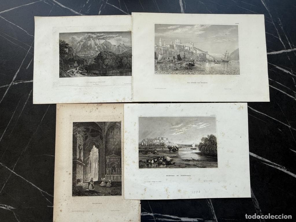 Arte: Cuatro vistas de Oporto, Sintra, Batalha y Coimbra (Portugal), ca. 1850. Varios autores