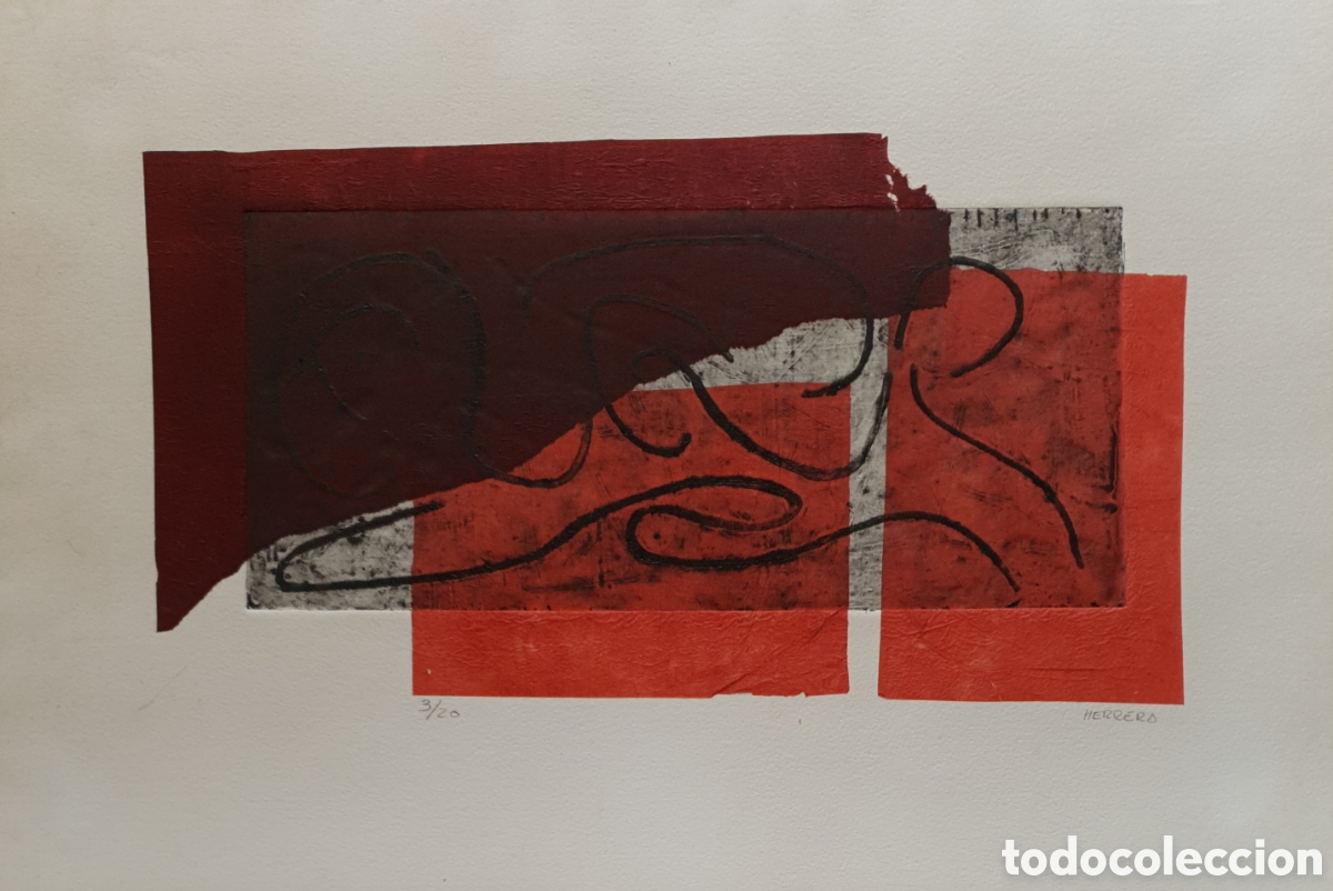 Arte: Escuela Espa&ntilde;ola - Grabado Informalista.Firmado Herrero.