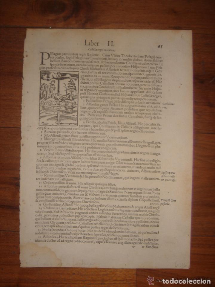 Arte: HOJA COSMOGRAPHIA UNIVERSAL DESCRIPCI&Oacute;N ESPA&Ntilde;A, GRABADO CORONA , ORIGINAL, MUNSTER ,1580,