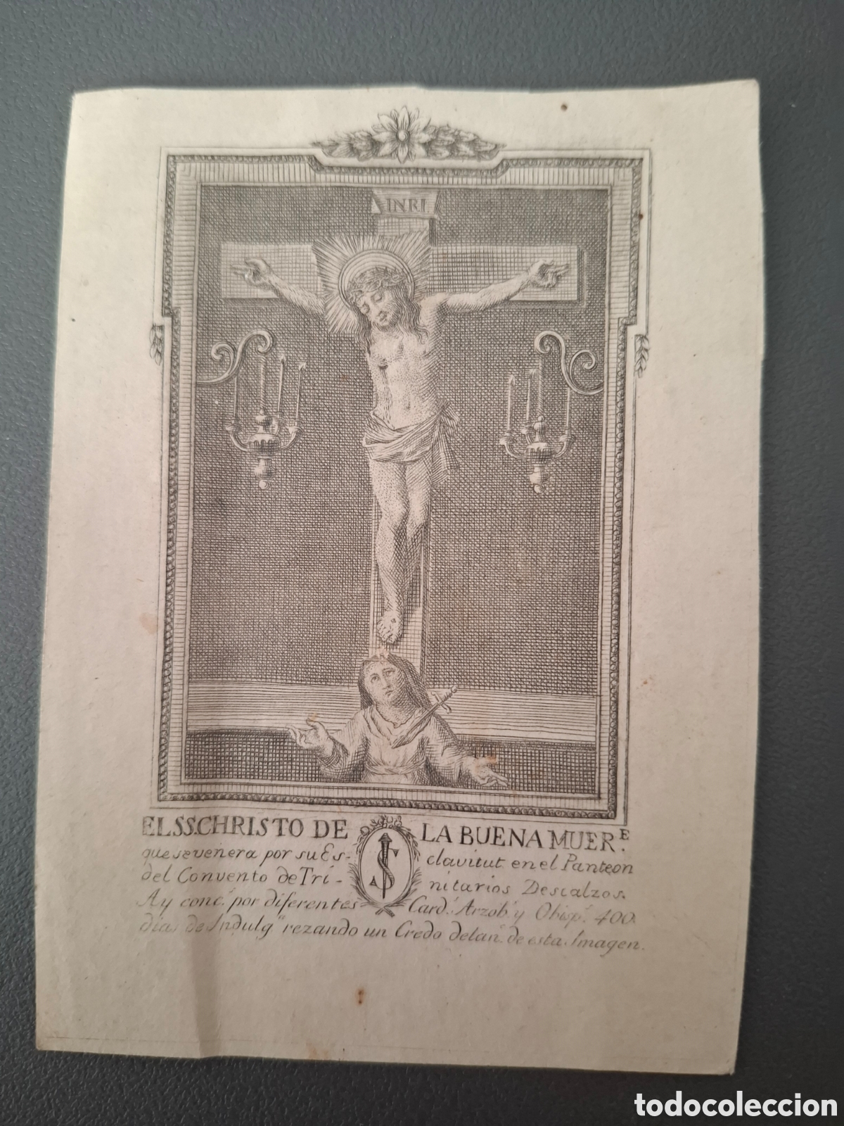 Arte: Grabado Ss.Cristo de la buena muerte-panteon convento trinitarios-S.XVIII