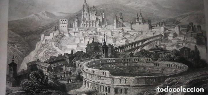 Arte: GRABADO SEGOVIA, ORIGINAL,1838, DATADO PLANCHA, ROBERTS , 1&ordf; EDICI&Oacute;N.