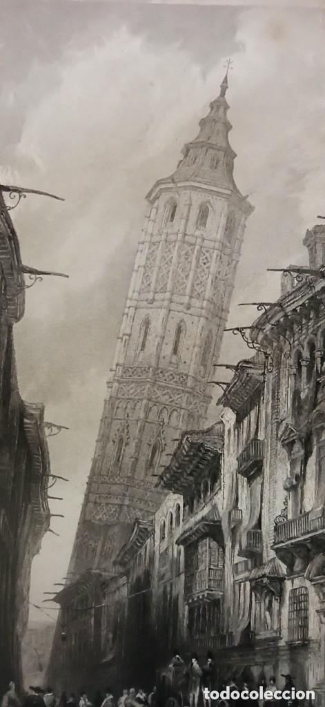 Arte: GRABADO TORRE NUEVA, ZARAGOZA, ORIGINAL,1838, DATADO PLANCHA, ROBERTS , 1&ordf; EDICI&Oacute;N.