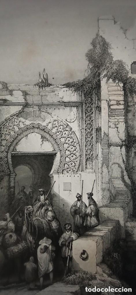Arte: GRABADO PUERTA DE LA KASBAH T&Aacute;NGER, MARRUECOS, ORIGINAL,1838, DATADO PLANCHA, ROBERTS , 1&ordf; EDICI&Oacute;N