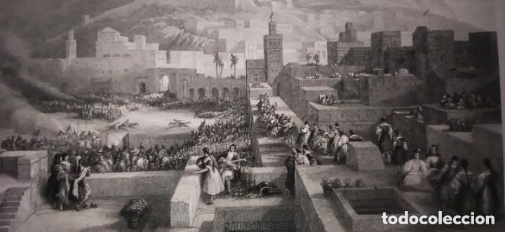 Arte: GRABADO VISTA GRAN PLAZA TETU&Aacute;N, MARRUECOS, ORIGINAL,1838, DATADO PLANCHA, ROBERTS , 1&ordf; EDICI&Oacute;N