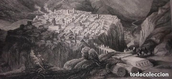 Arte: GRABADO VISTA CONSTANTINA, ARGELIA, ORIGINAL,1838, DATADO PLANCHA, ROBERTS, FISHER, 1&ordf; EDICI&Oacute;N.