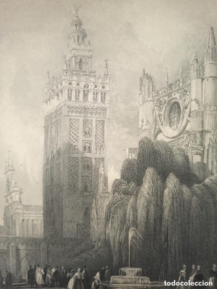 Arte: GRABADO LA GIRALDA, SEVILLA, ORIGINAL, 1836, DAVID ROBERTS, 1&ordf; EDICI&Oacute;N, PERFECTO.