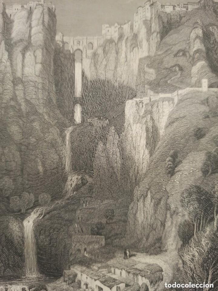 Arte: GRABADO PUENTE DE RONDA, M&Aacute;LAGA, ORIGINAL,1835, DATADO EN PLANCHA, ROBERTS, 1&ordf; EDICI&Oacute;N, PERFECTO.