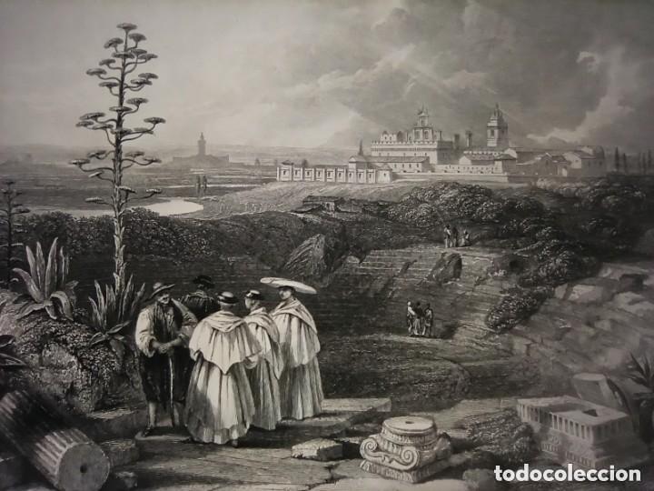 Arte: GRABADO RUINAS IT&Aacute;LICA, SEVILLA, ORIGINAL,1836, DATADO EN PLANCHA, ROBERTS, 1&ordf; EDICI&Oacute;N, PERFECTO