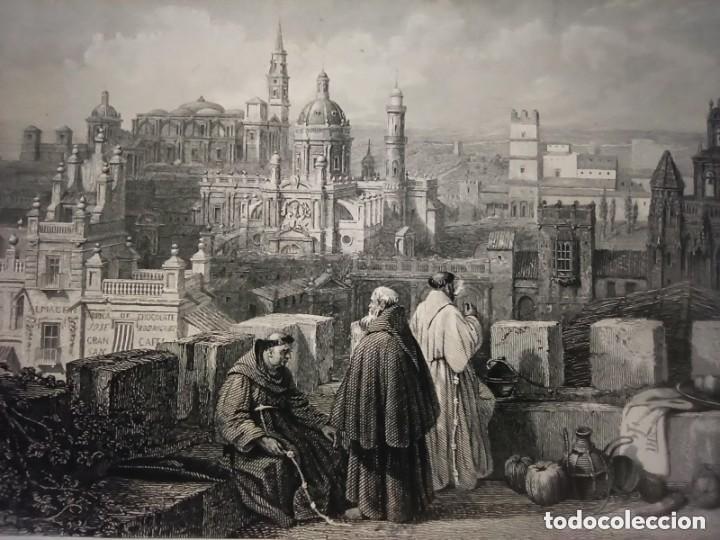 Arte: GRABADO VISTA JEREZ , C&Aacute;DIZ, ORIGINAL,1836, DATADO EN PLANCHA, ROBERTS, 1&ordf; EDICI&Oacute;N, PERFECTO.