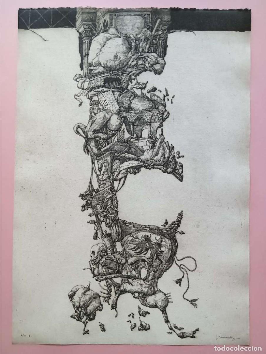 Arte: Jos&eacute; Hern&aacute;ndez (Tanger 1944-M&aacute;laga 13) grabado aguafuerte 1975 papel 45x31cms firma l&aacute;piz y num /75