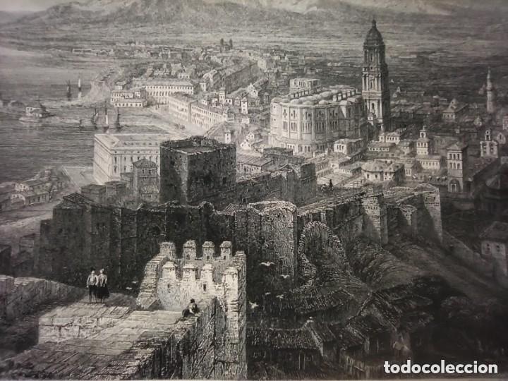 Arte: GRABADO VISTA DE M&Aacute;LAGA, ORIGINAL,1836, DATADO PLANCHA, ROBERTS 1&ordf; EDICI&Oacute;N, PERFECTO