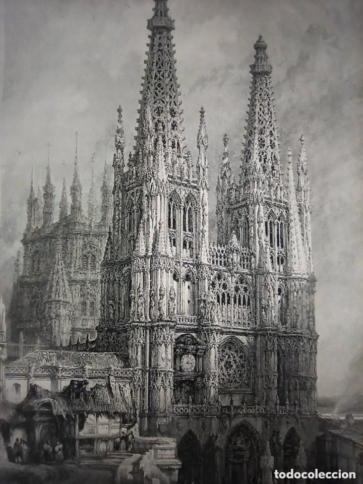 Arte: GRABADO FACHADA DE LA CATEDRAL DE BURGOS, ORIGINAL,1837, DAVID ROBERTS, 1&ordf; EDICI&Oacute;N