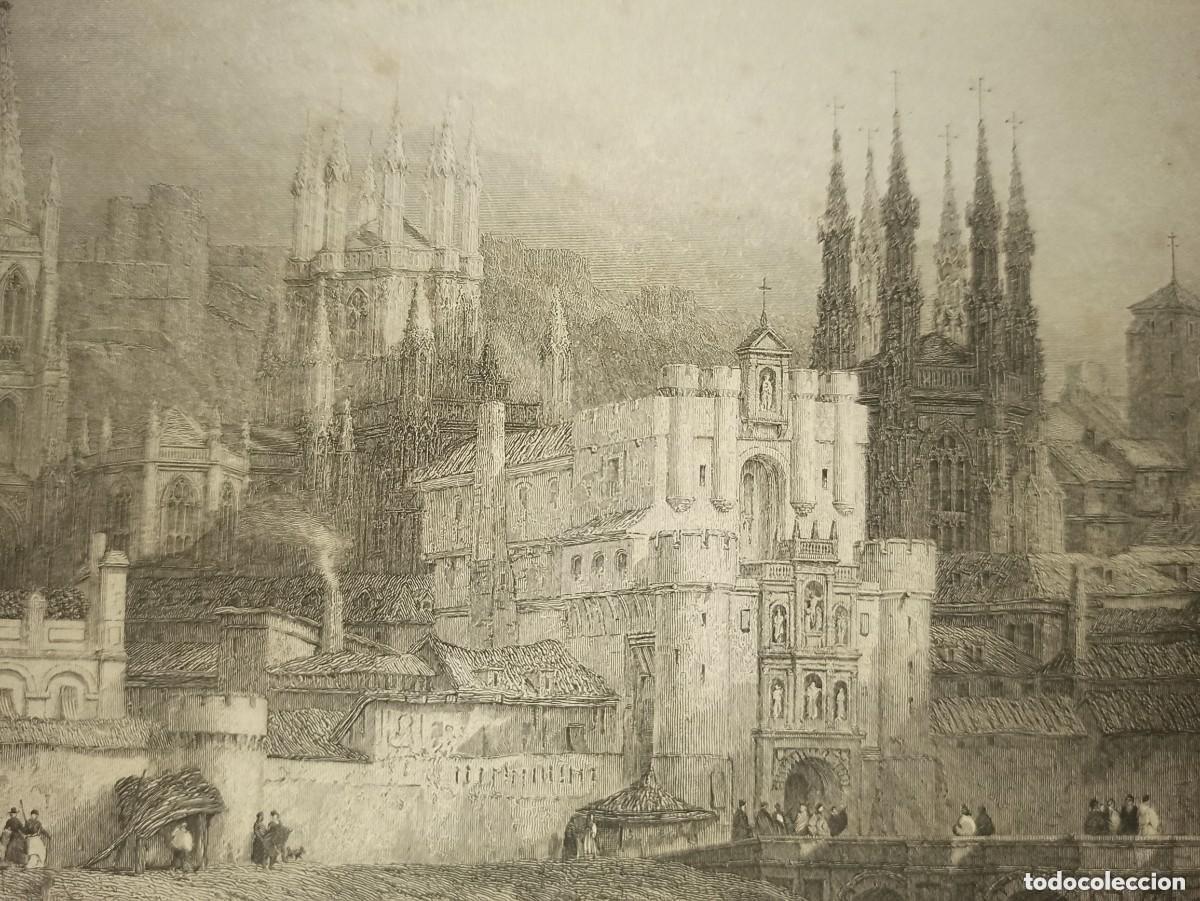 Arte: GRABADO BURGOS ,ORIGINAL,1837,DAVID ROBERTS, 1&ordf; EDICI&Oacute;N,DATADO EN PLANCHA, ESPL&Eacute;NDIDO