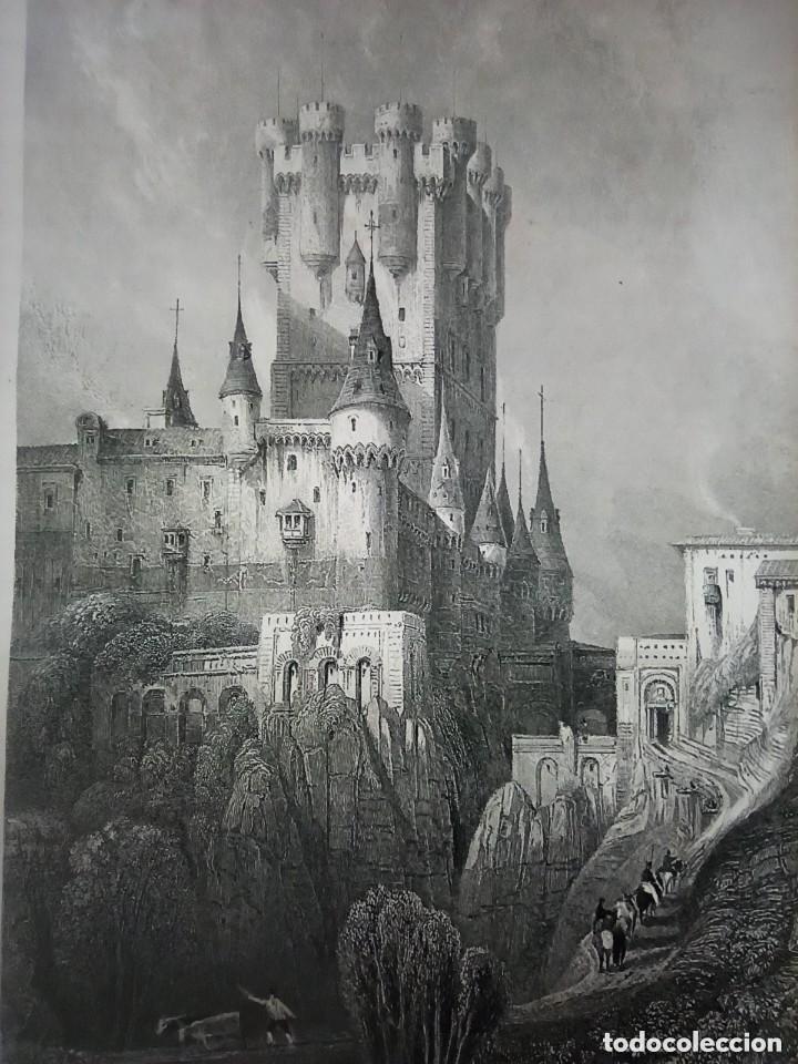 Arte: GRABADO ALC&Aacute;ZAR DE SEGOVIA, ORIGINAL,1837, DATADO EN PLANCHA, DAVID ROBERTS, 1&ordf; EDICI&Oacute;N, PERFECTO