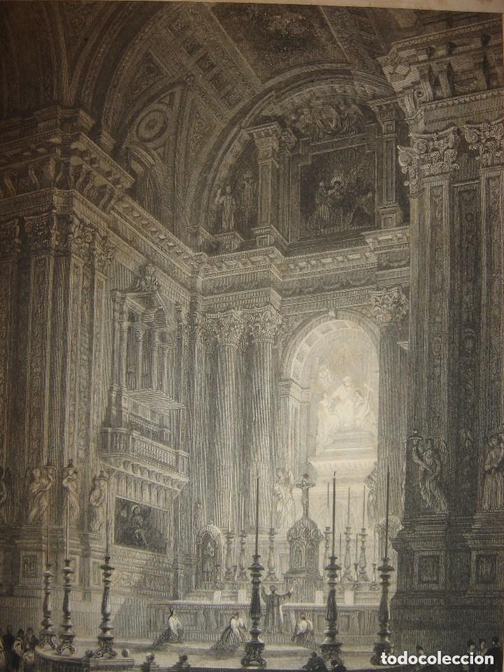 Arte: GRABADO ALTAR MAYOR IGLESIA SAN ISIDRO, MADRID, ORIGINAL,1837, DAVID ROBERTS, 1&ordf; EDICI&Oacute;N
