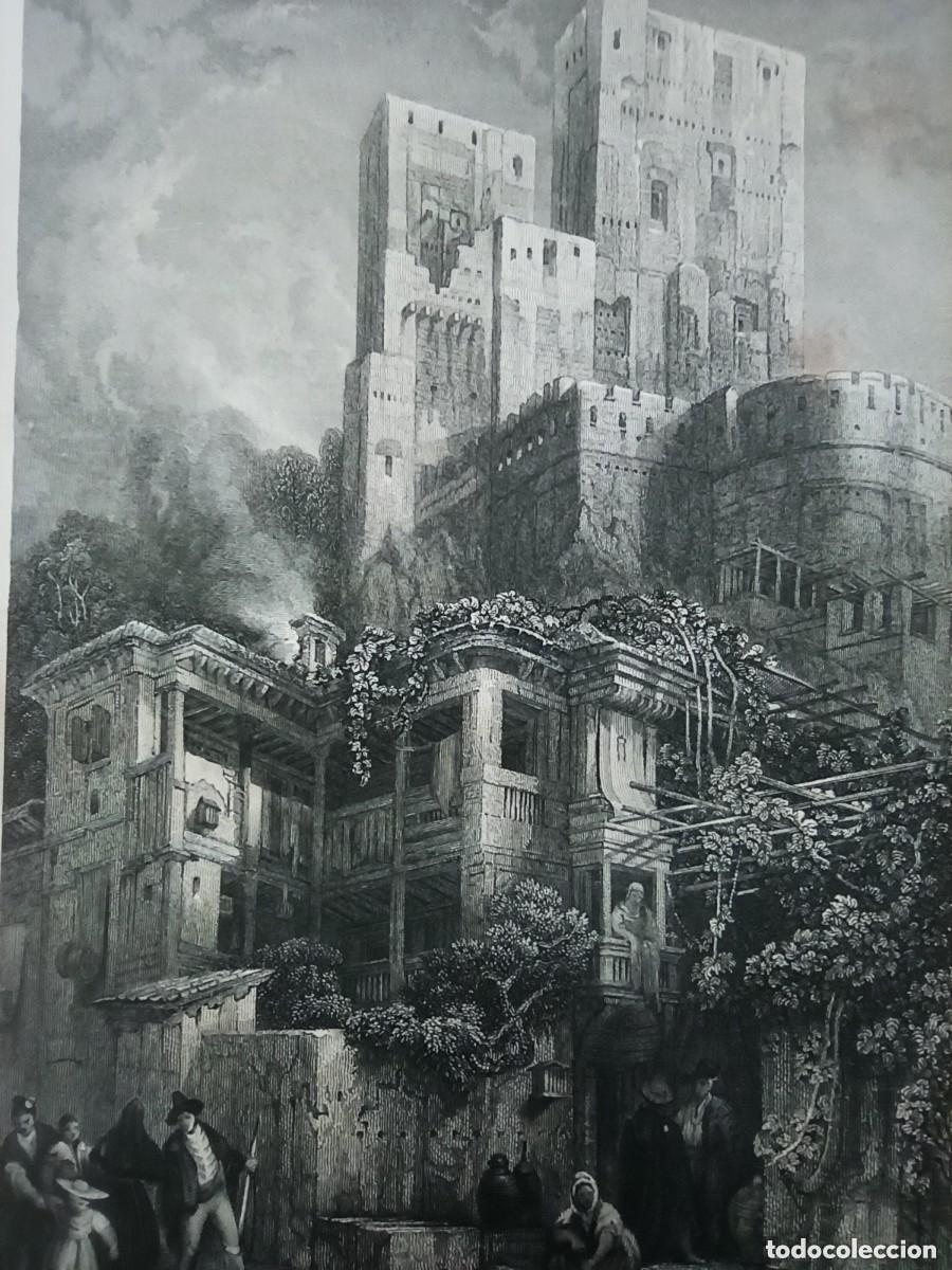 Arte: GRABADO TORRES BERMEJAS, ALHAMBRA,GRANADA, ORIGINAL,1835,DATADO PLANCHA, ROBERTS,1&ordf;EDICI&Oacute;N.PERFECTO