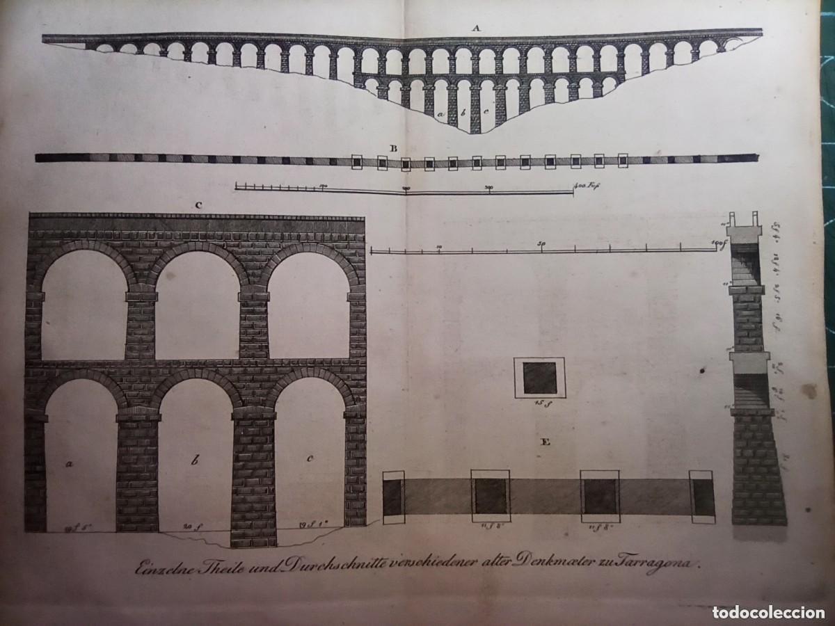 Arte: ESPL&Eacute;NDIDO GRABADO DETALLES ARQUITECT&Oacute;NICOS, ACUEDUCTO, TARRAGONA,LABORDE, LEIPZIG, 1811,BUEN ESTADO