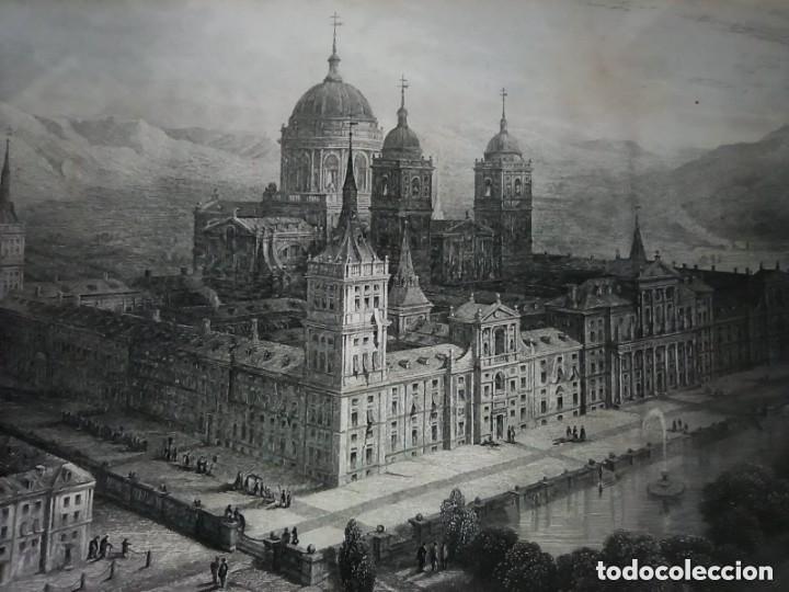 Arte: GRABADO VISTA DEL MONASTERIO DEL ESCORIAL EN MADRID, ORIGINAL,1837, DAVID ROBERTS, 1&ordf; EDICI&Oacute;N