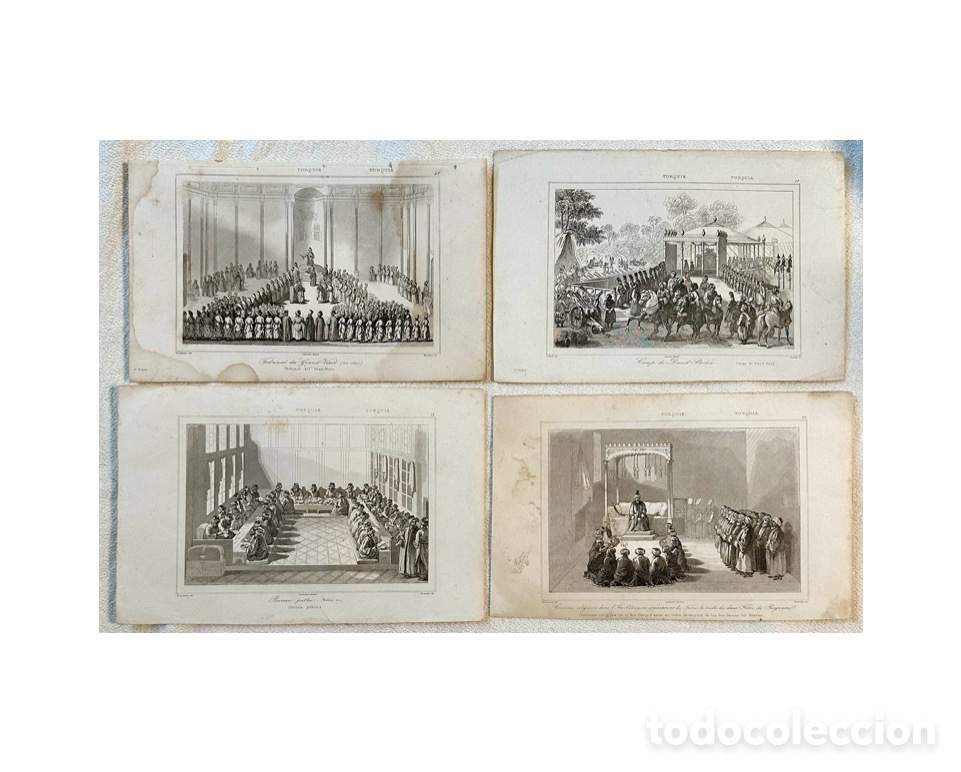 Art: Mediados del siglo XIX, lote de 4 grabados Imperio Otomano, Turqu&iacute;a.