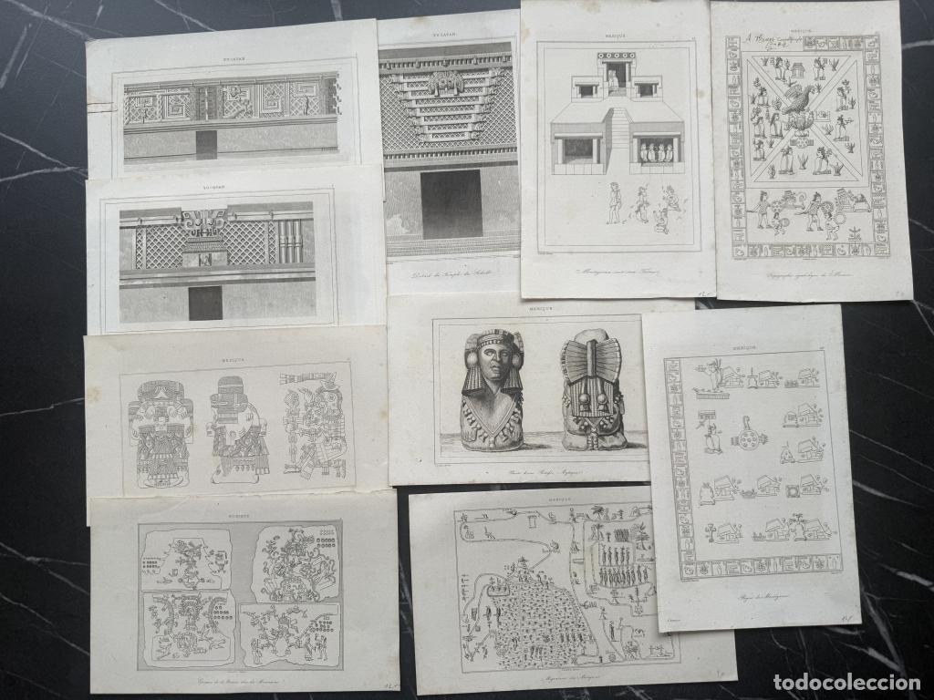 Arte: Ruinas mayas y simbolog&iacute;a azteca (M&eacute;xico, America del norte), hacia 1825. Lemaitre