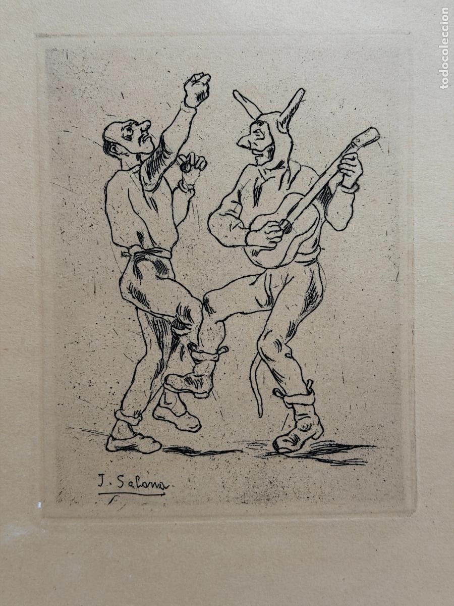 Arte: Jos&eacute; Guti&eacute;rrez Solana , Grabado , m&aacute;scaras bailando con guitarra , Aguafuertes de 1963 .R740