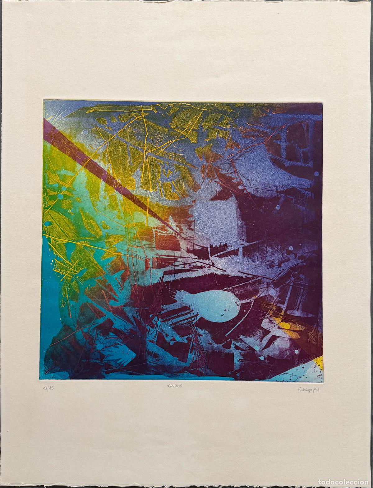 Arte: Fidalgo , grabado 11/15 del a&ntilde;o 1991 , t&iacute;tulo acuario