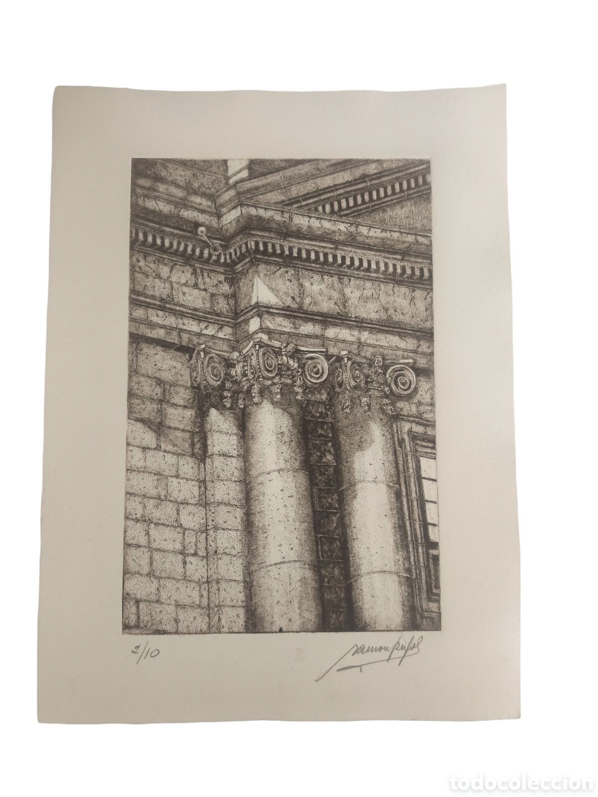 Arte: RAM&Oacute;N PUJOL - ARQUITECTURA PORTICADA - EDICI&Oacute;N ULTRA LIMITADA 2/10 - FIRMADA - 38x28 CM