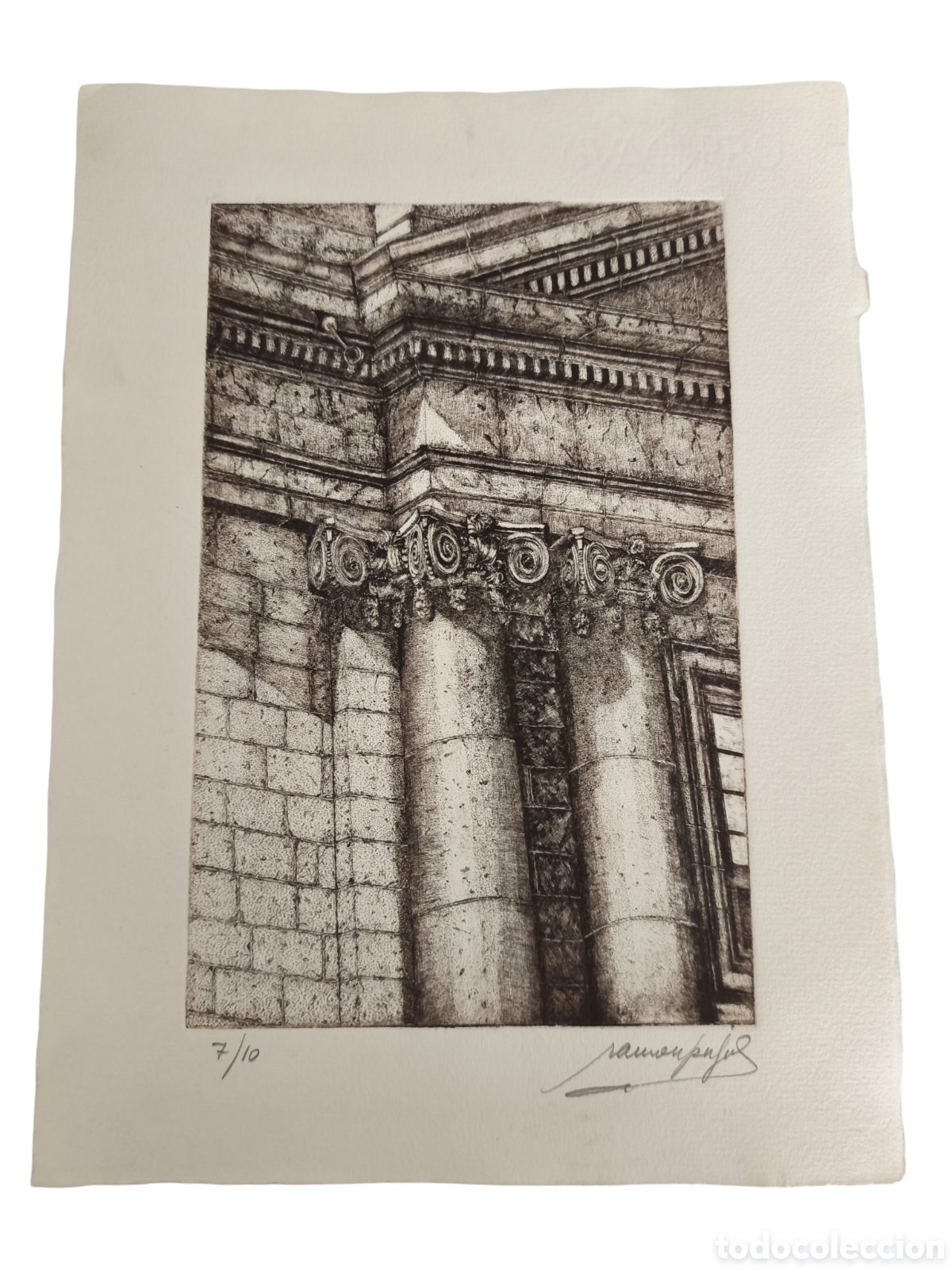 Arte: RAM&Oacute;N PUJOL - ARQUITECTURA PORTICADA - EDICI&Oacute;N ULTRA LIMITADA 7/10 - FIRMADA - 38x28 CM