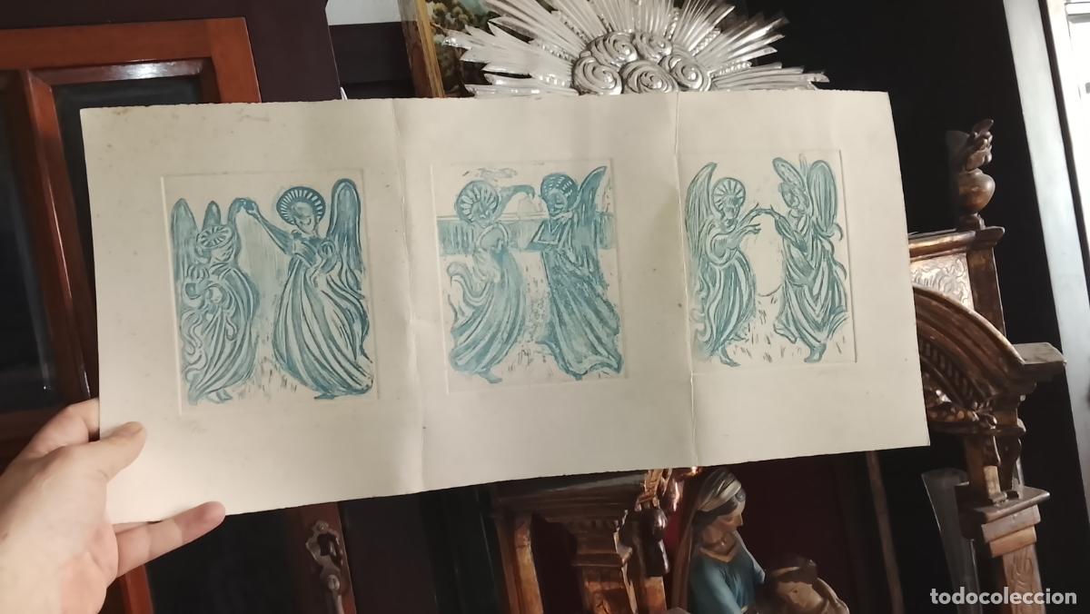 Arte: magnifico grabado triptico original angeles celestiales firmado seriado edicion limitada &iquest; GARRIDO ?